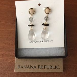 Mixed media glass and wood drop earrings